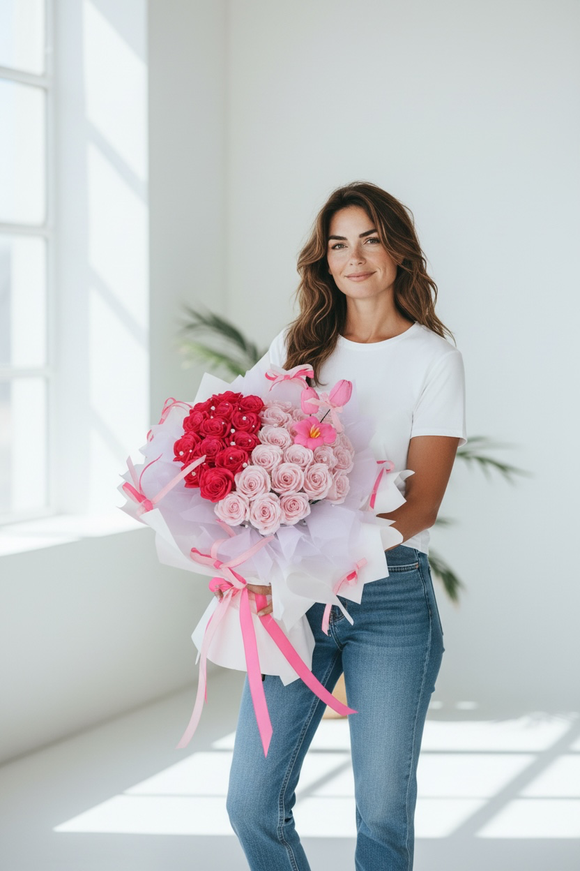 Blushing Romance Preserved Rose Bouquet