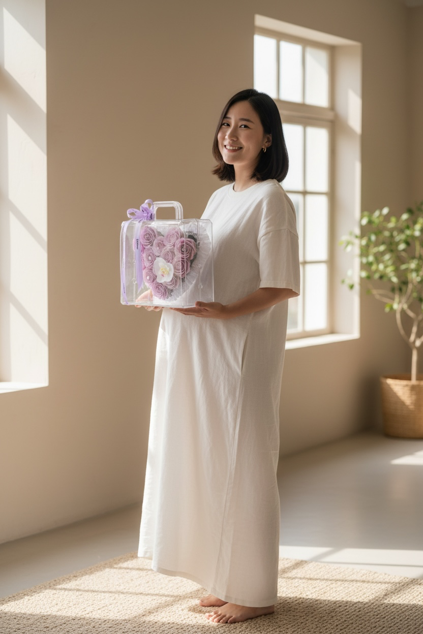 Handbag Lavender Heart Preserved Rose