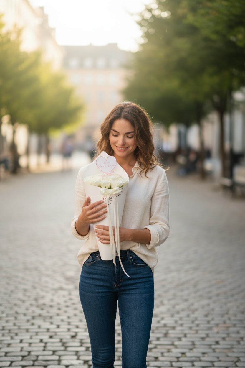 Ivory Love Rose Cone Bouquet