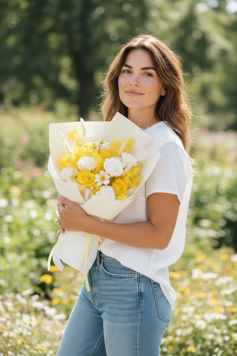 Sunshine Elegance Preserved Rose Bouquet