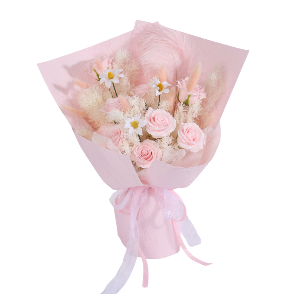 Blush Feather Preserved Rose Bouquet