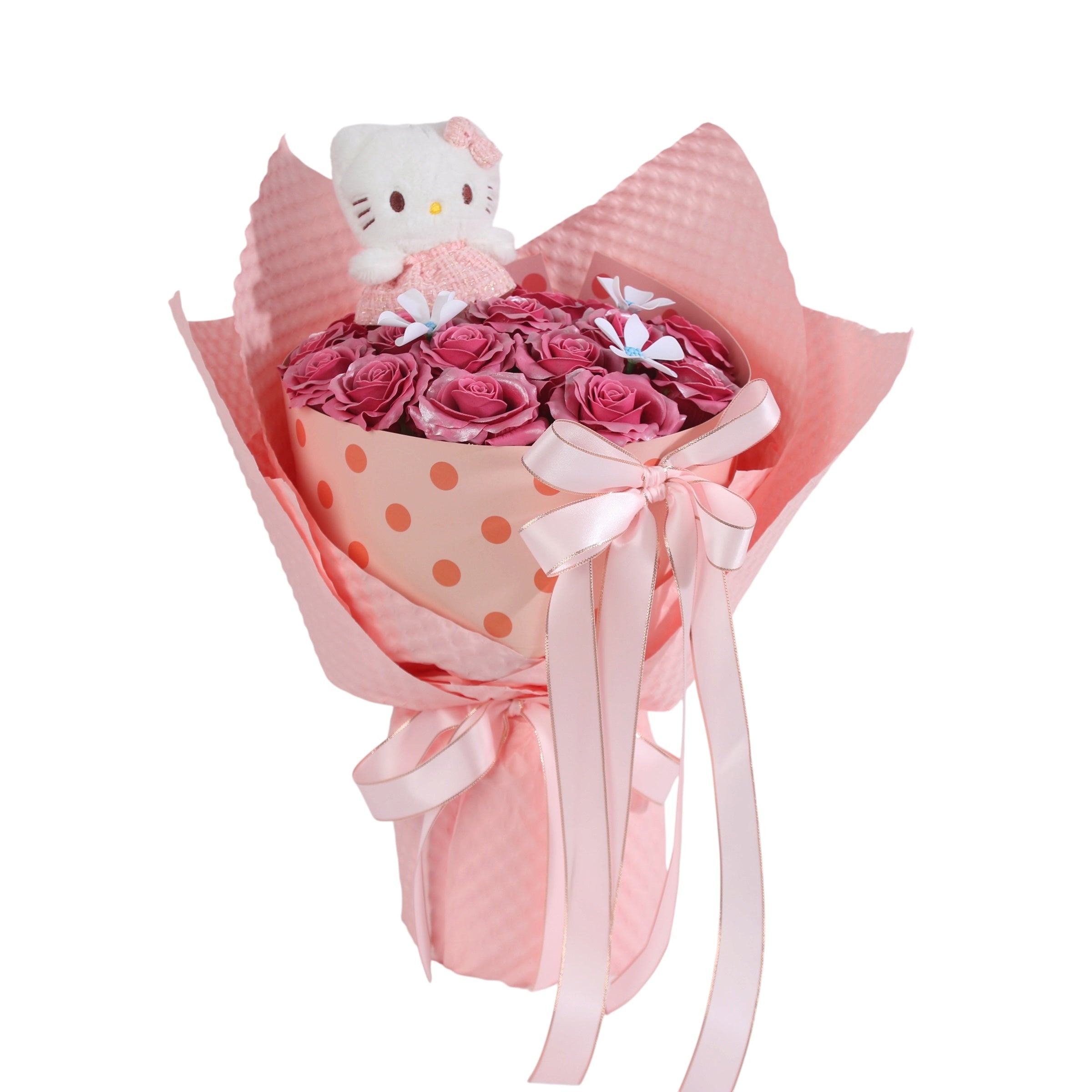 Kittyie Pink Rose Bouquet – Princess Blossom Edition