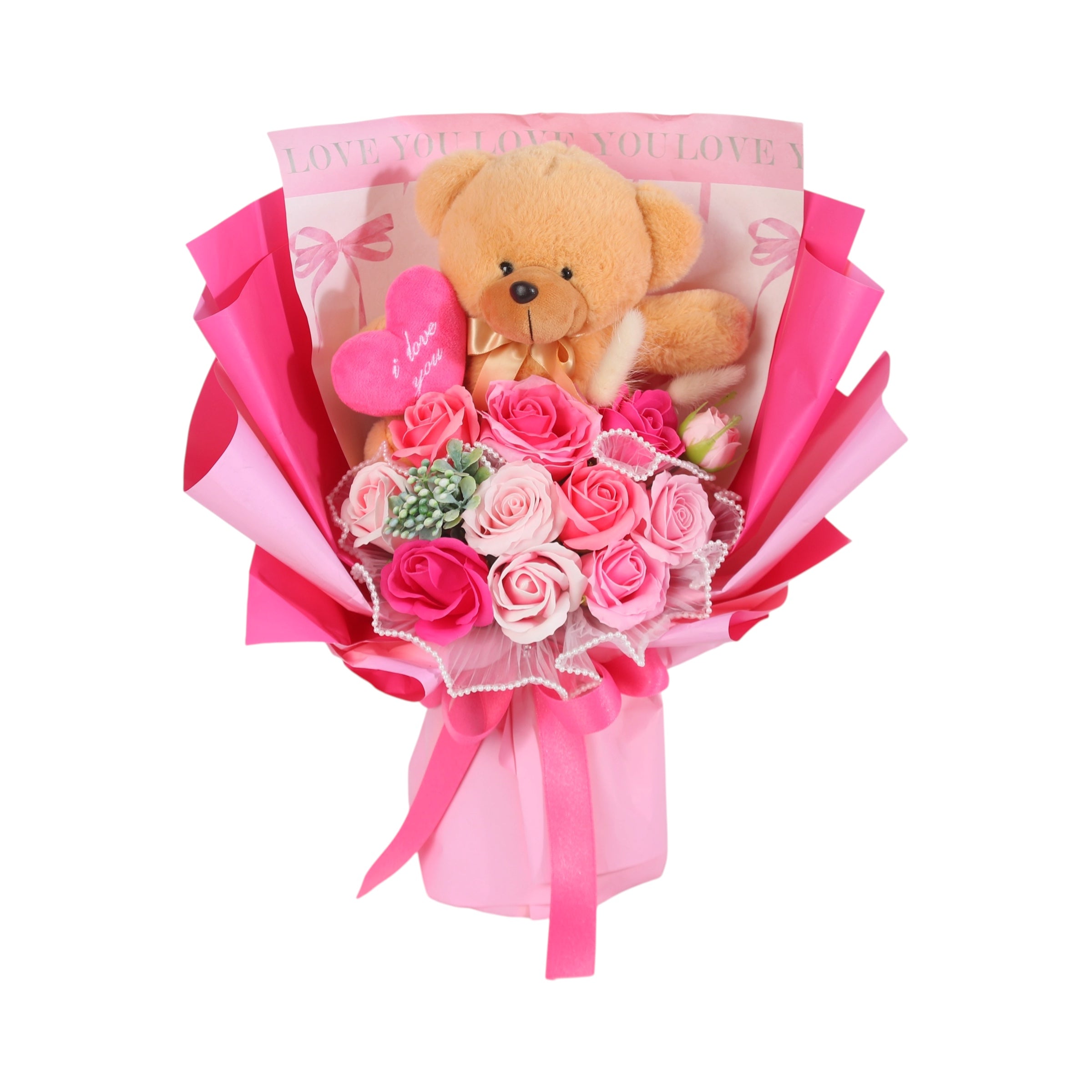 Blushing Bear Romance Bouquet