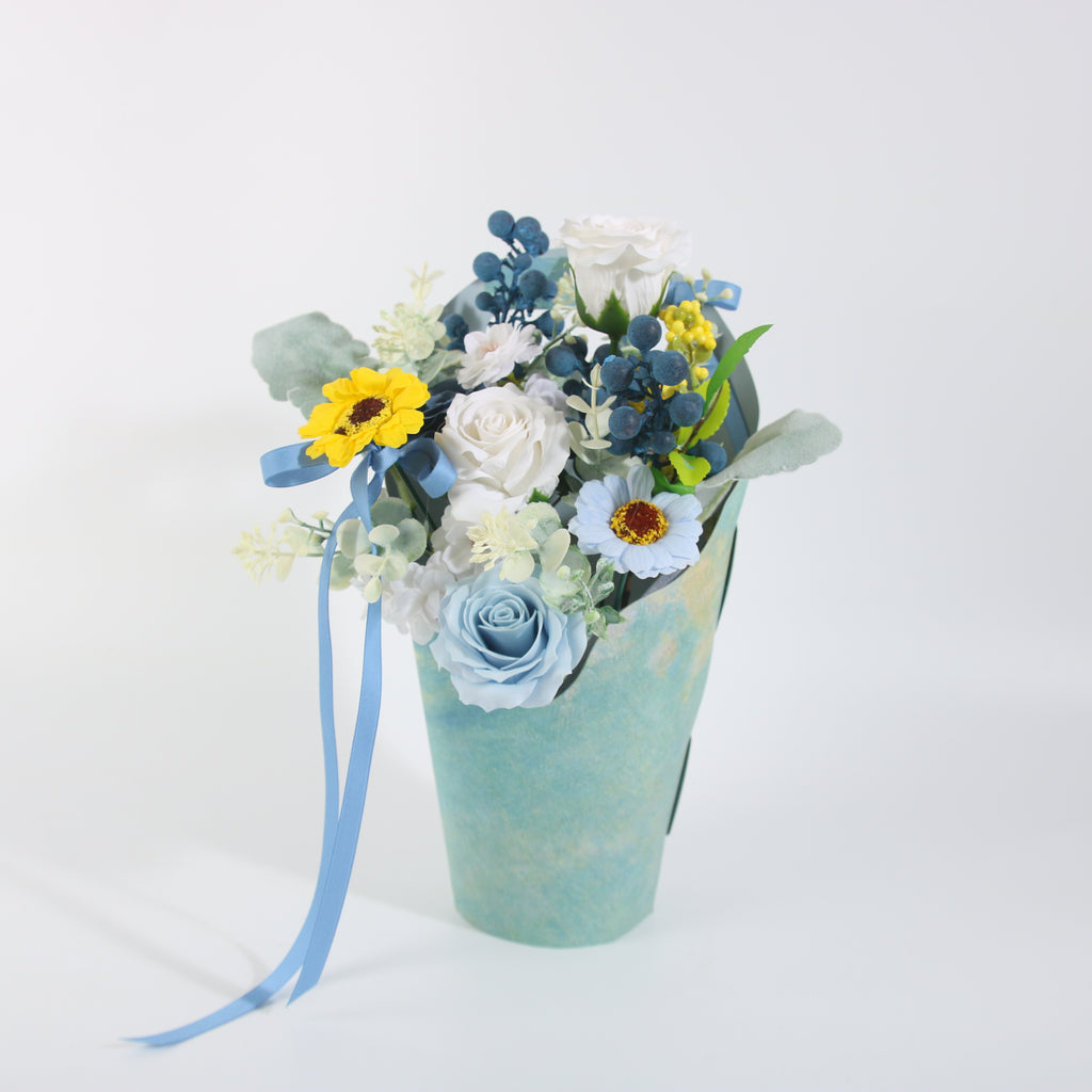 Serenity Blue Floral Gift Basket