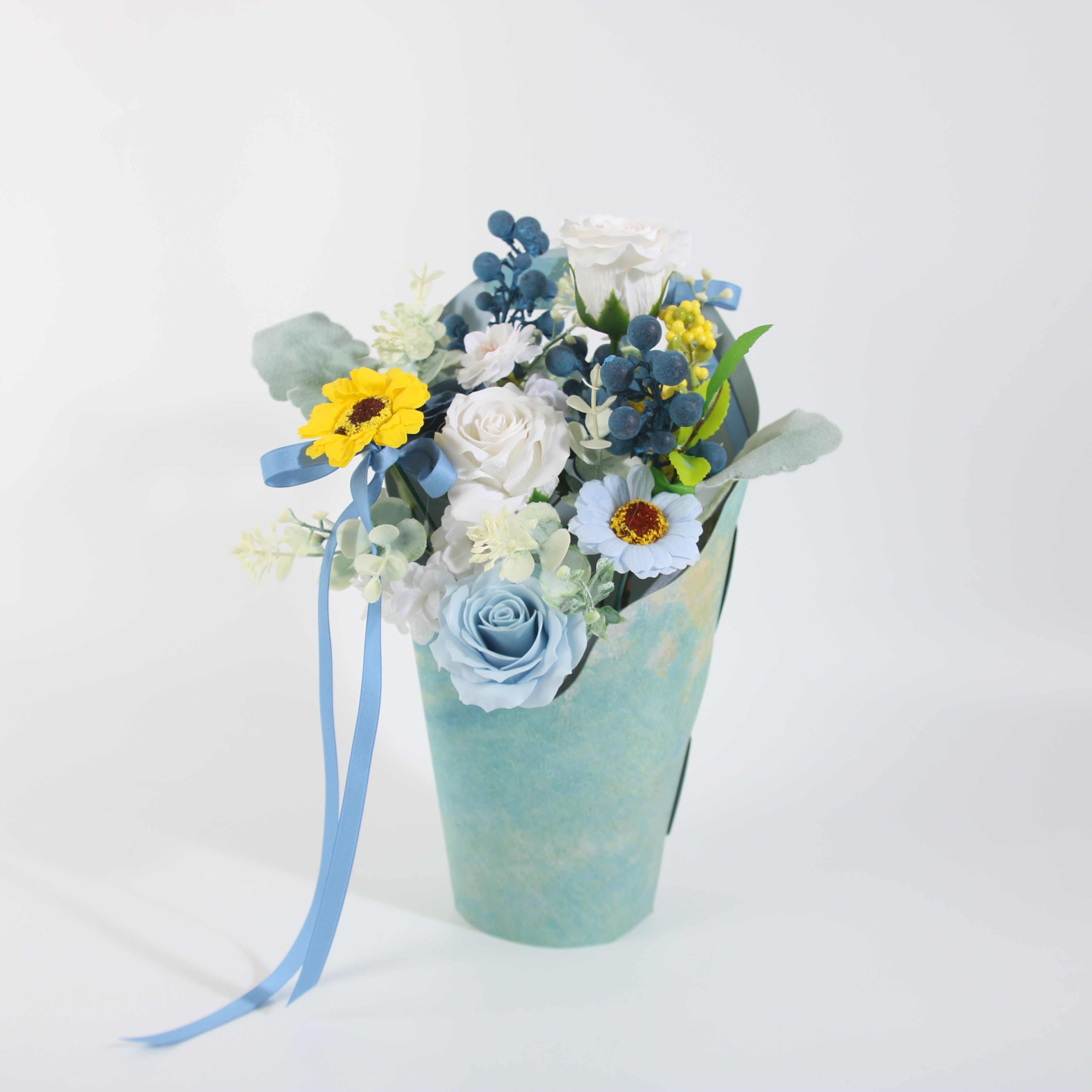 Serenity Blue Floral Gift Basket