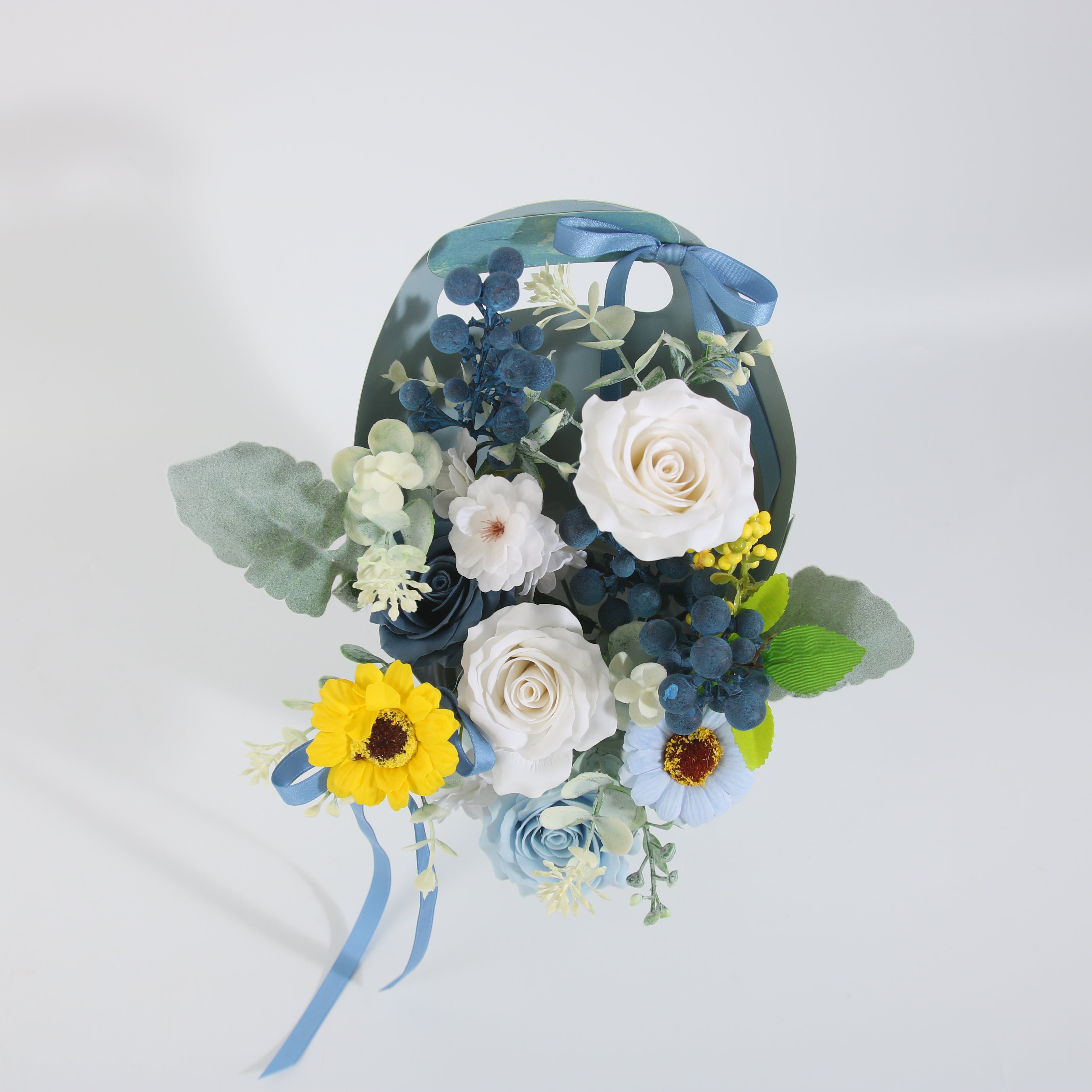 Serenity Blue Floral Gift Basket