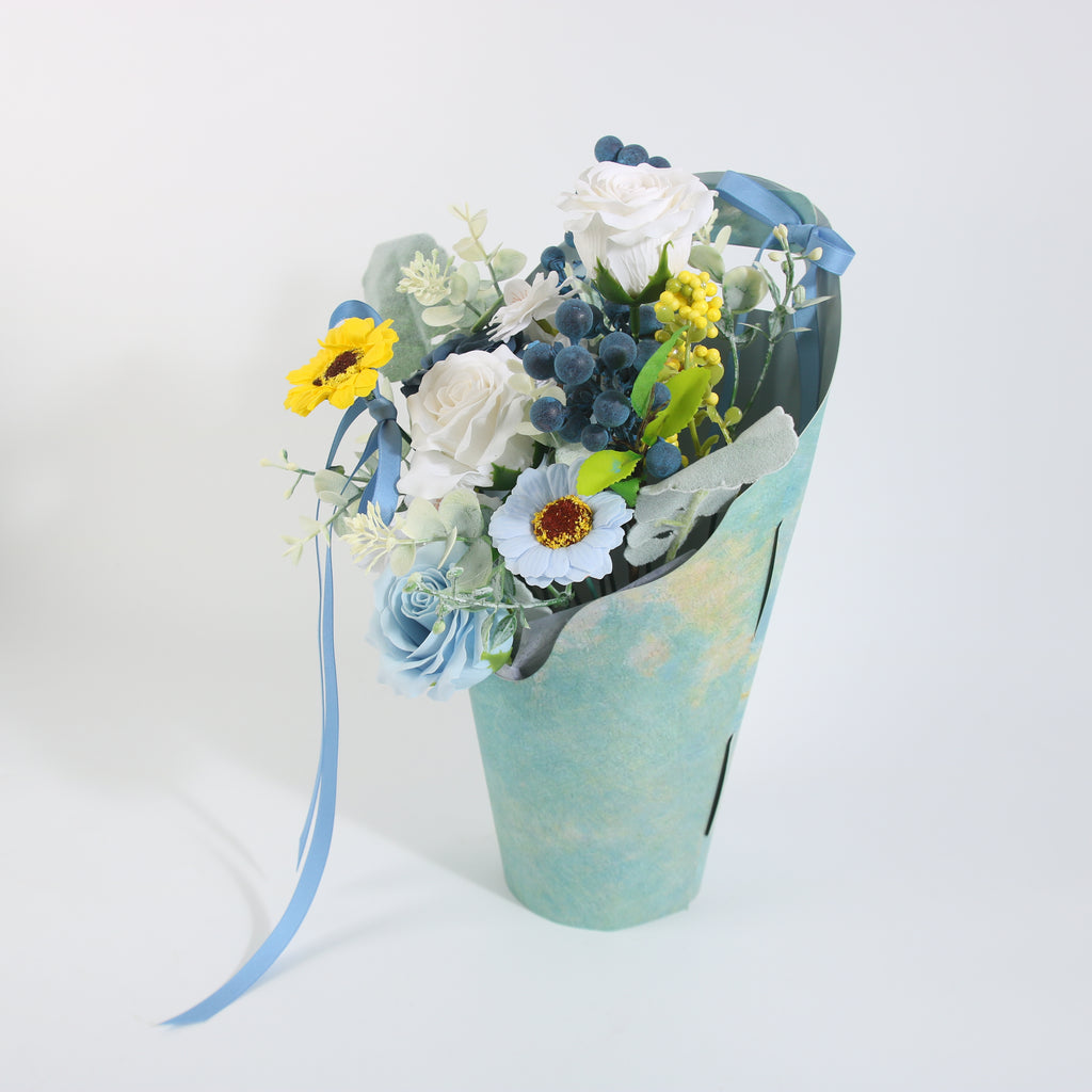 Serenity Blue Floral Gift Basket