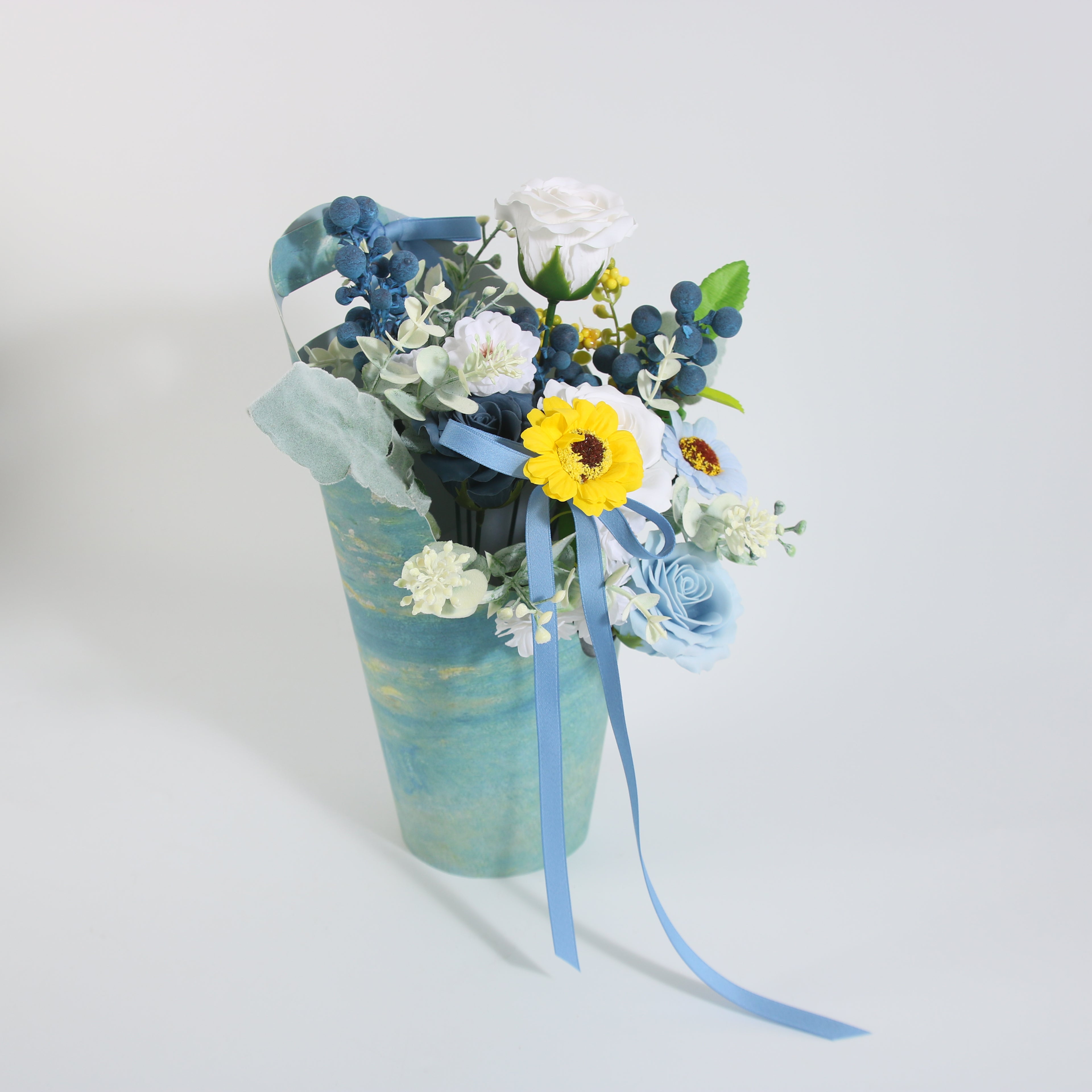 Serenity Blue Floral Gift Basket