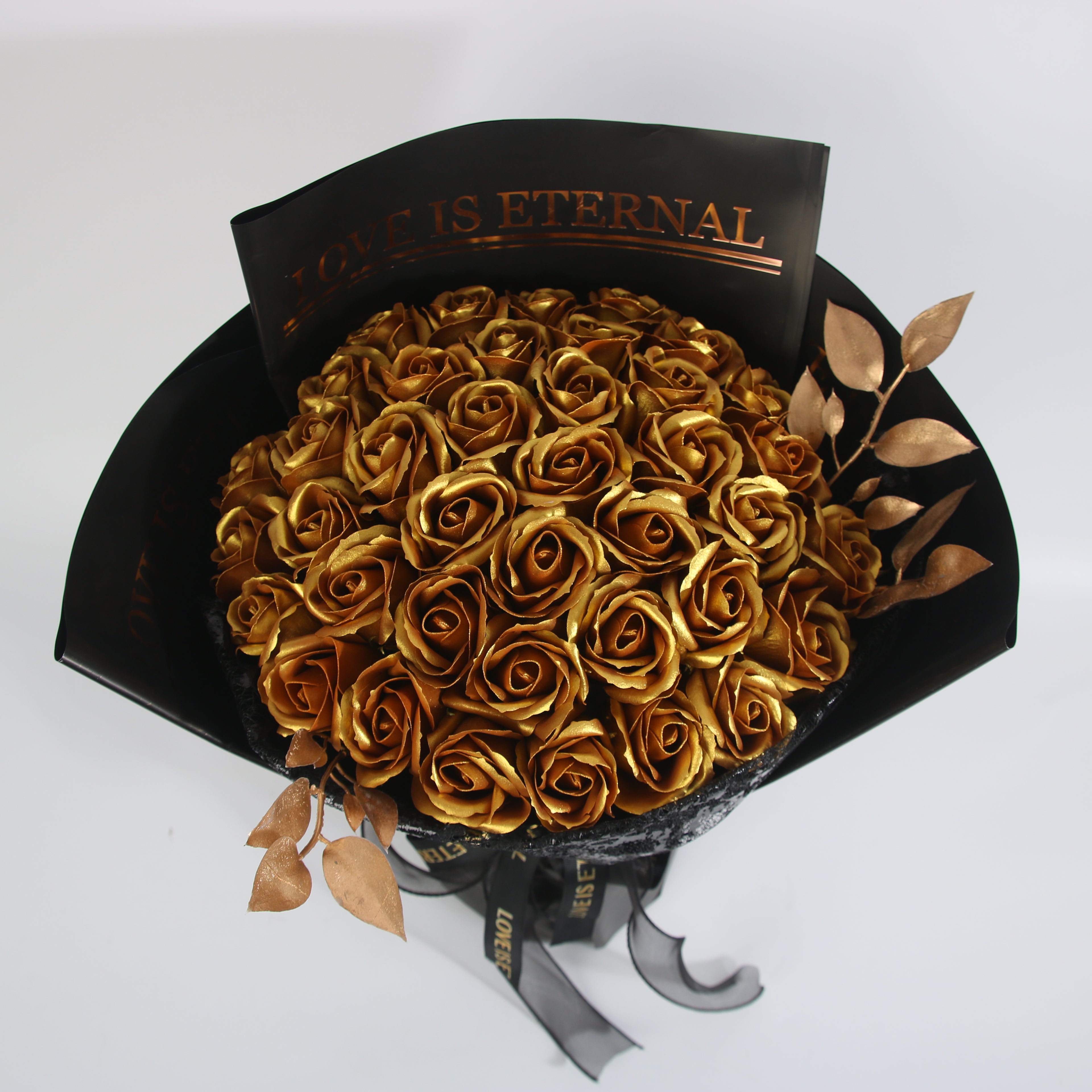 Luxury Gold Rose Bouquet 49 Roses