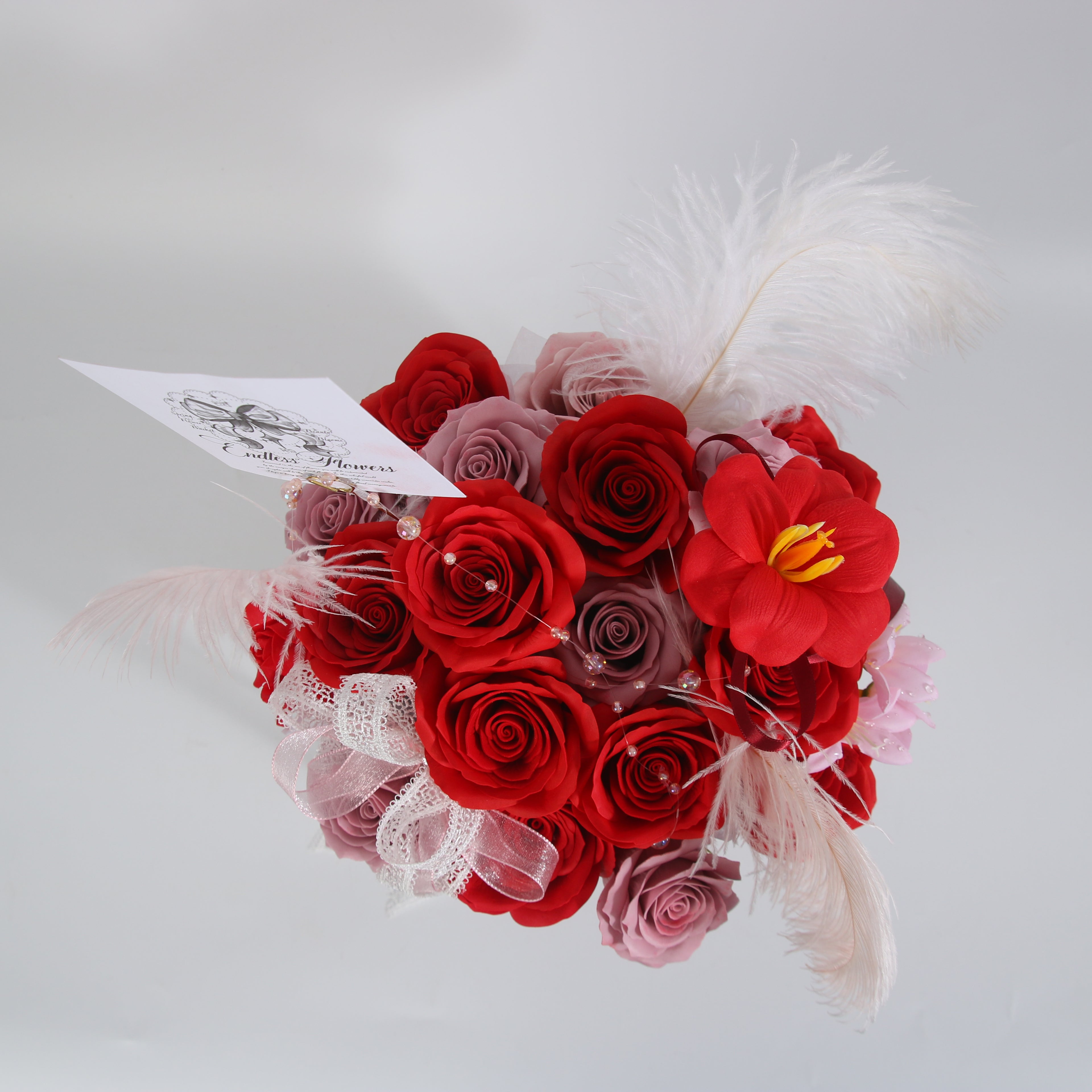 Red & Blush Rose Flower Box
