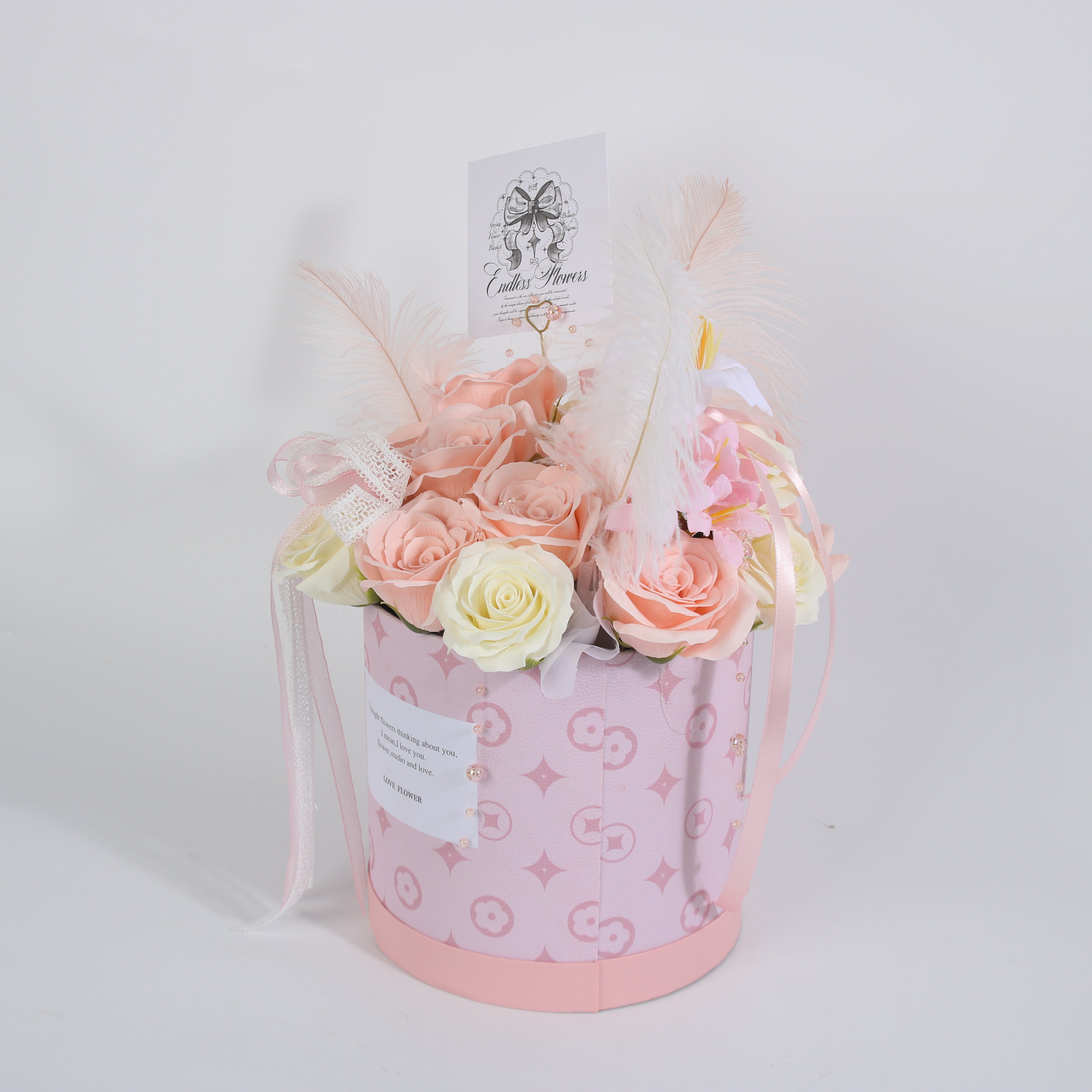 Ivory Rose Flower Box & Peach