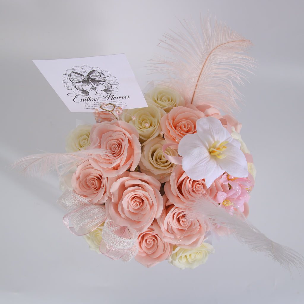 Ivory Rose Flower Box & Peach
