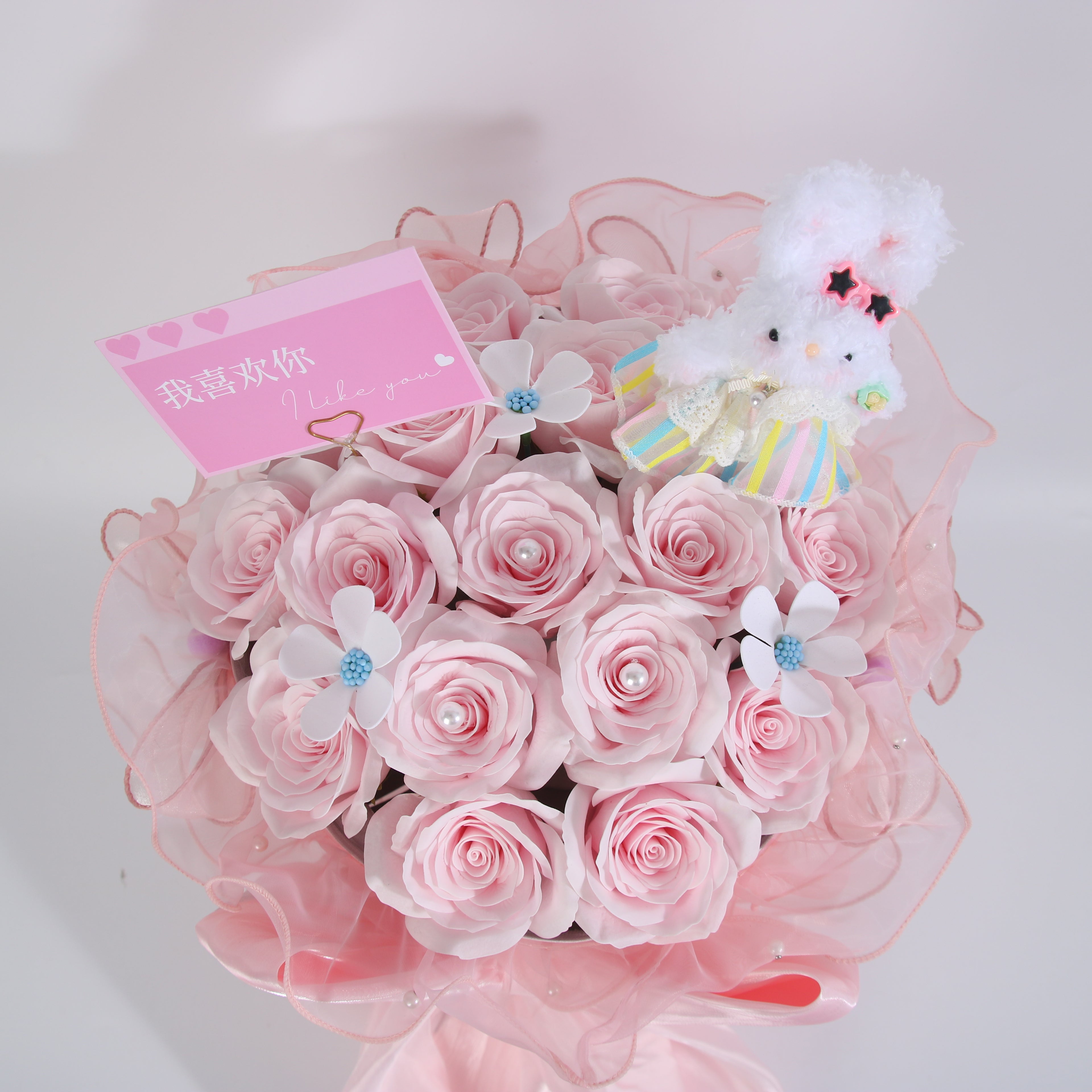 Blush Bunny Forever Rose Bouquet – Premium Preserved Flower Arrangement