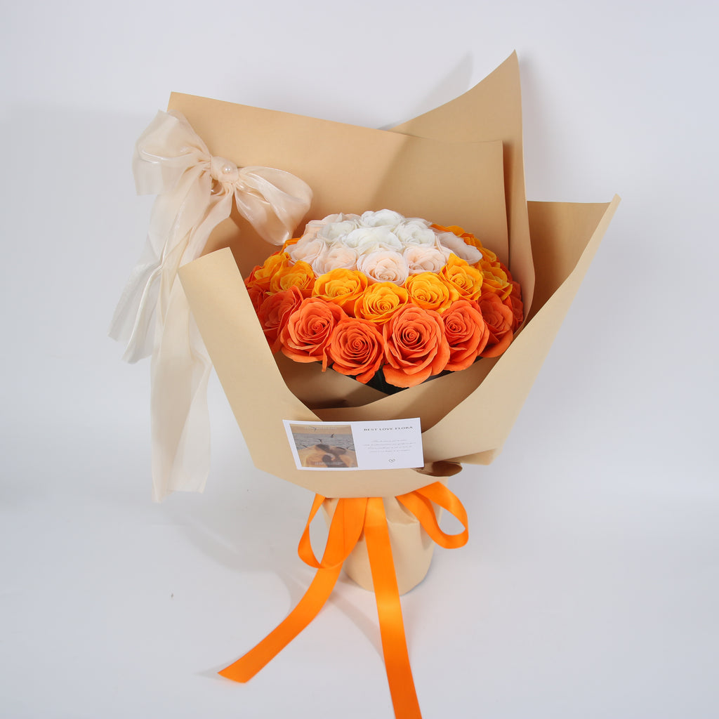 Sunset Glow Forever Rose Bouquet