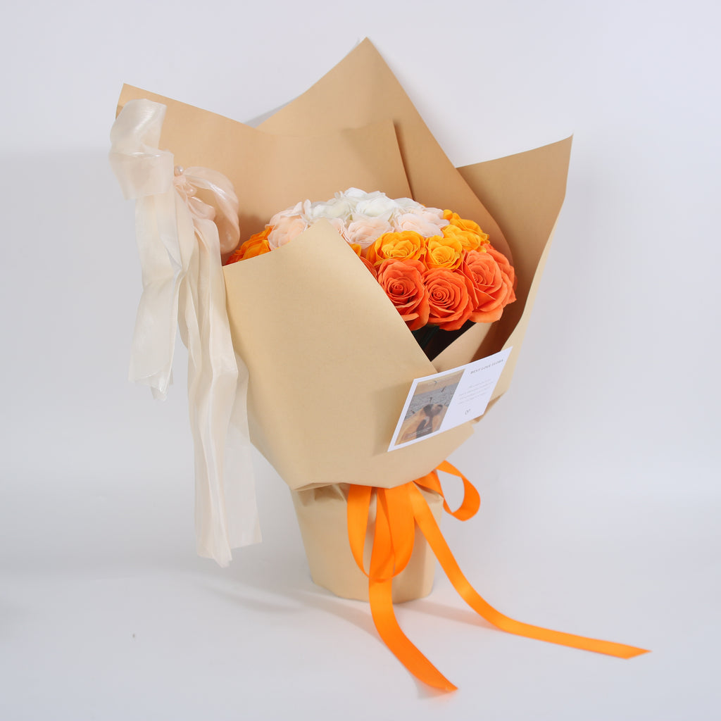 Sunset Glow Forever Rose Bouquet