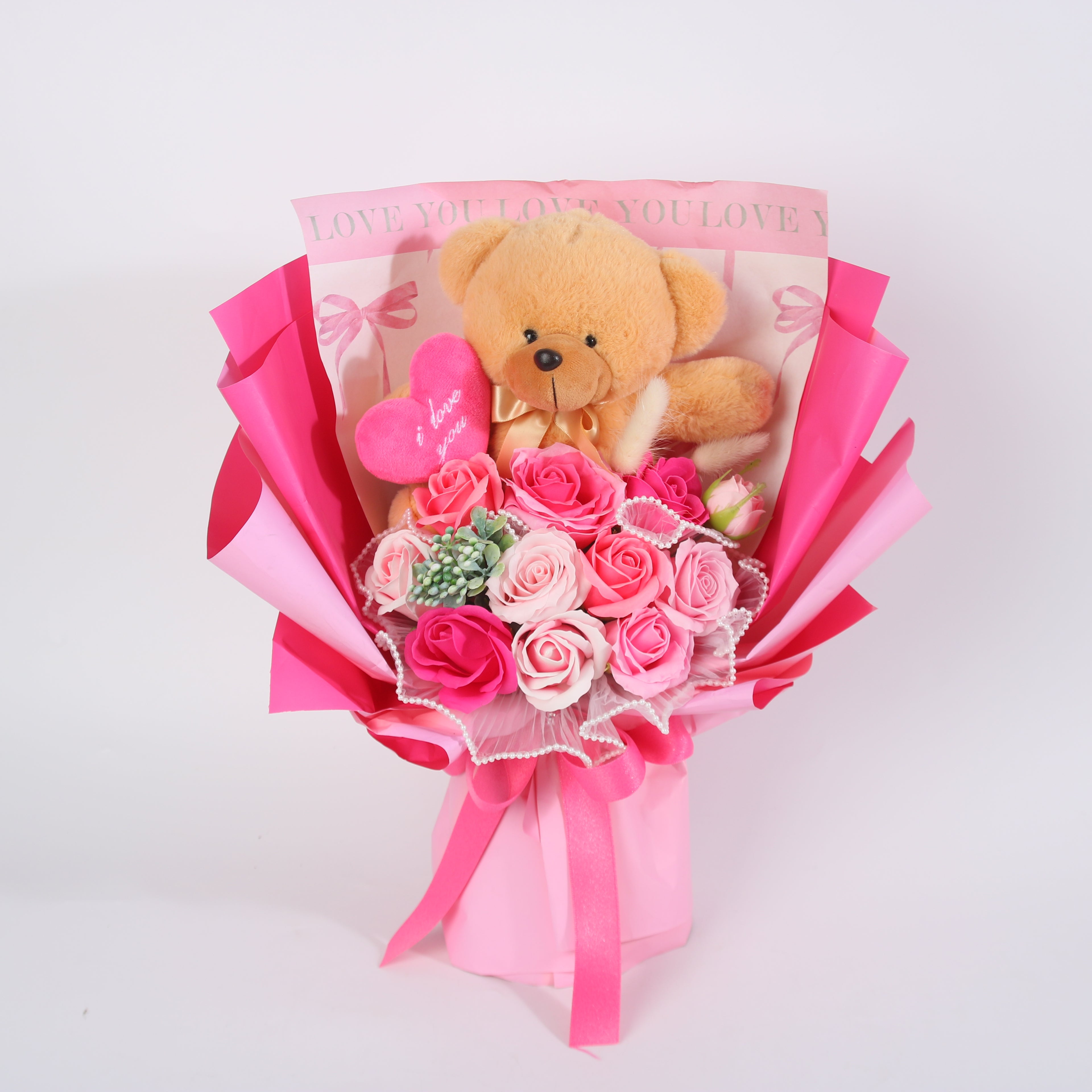 Blushing Bear Romance Bouquet
