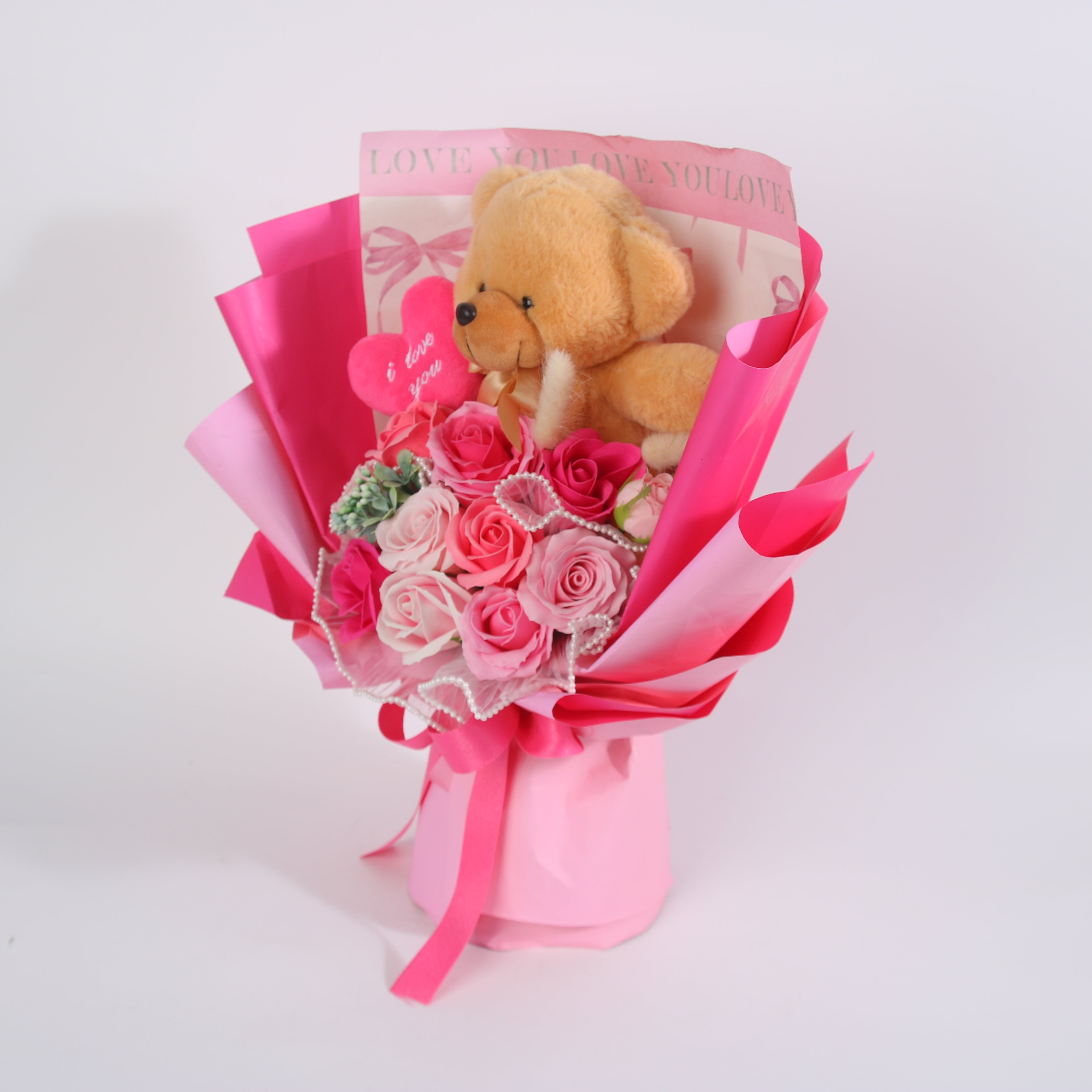 Blushing Bear Romance Bouquet