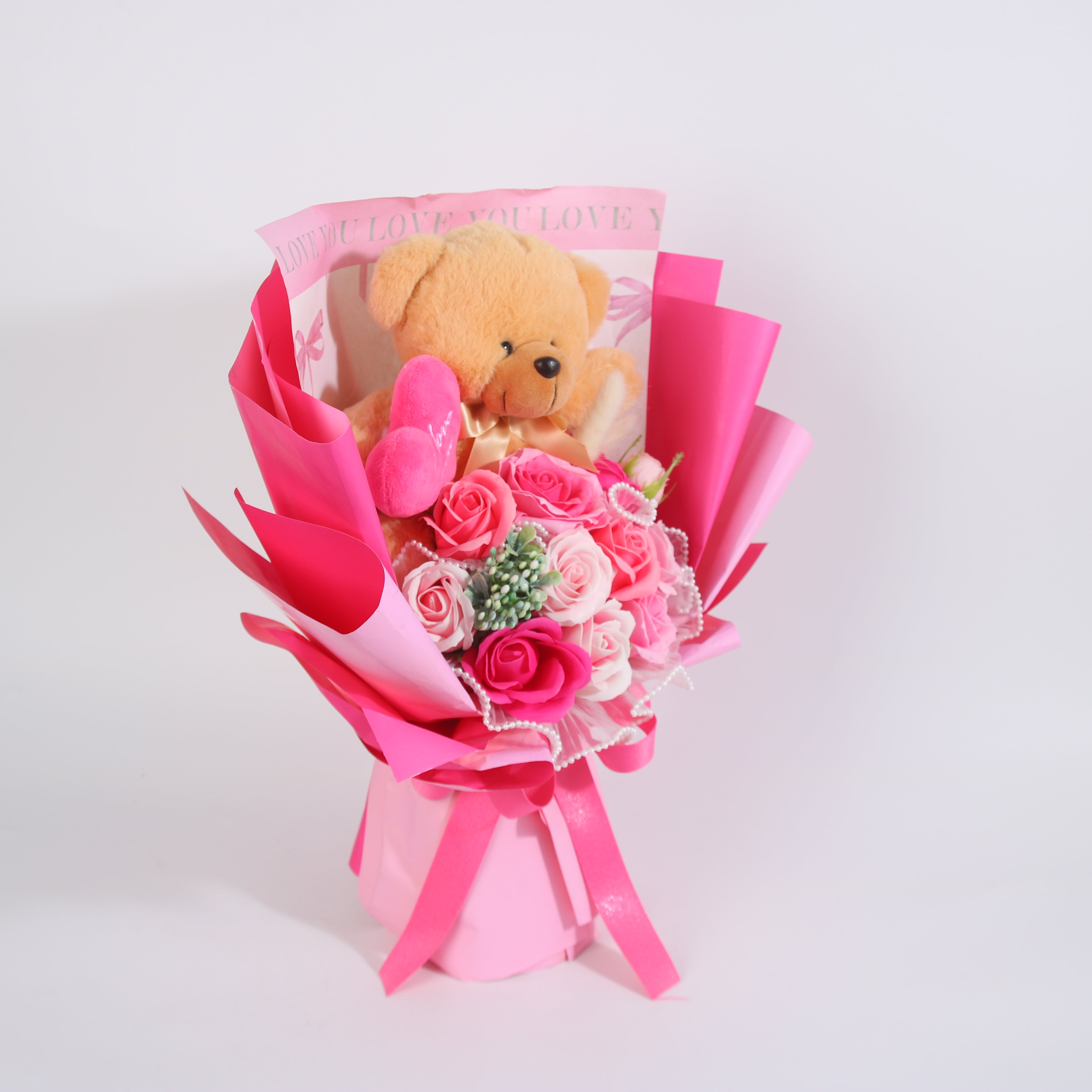 Blushing Bear Romance Bouquet