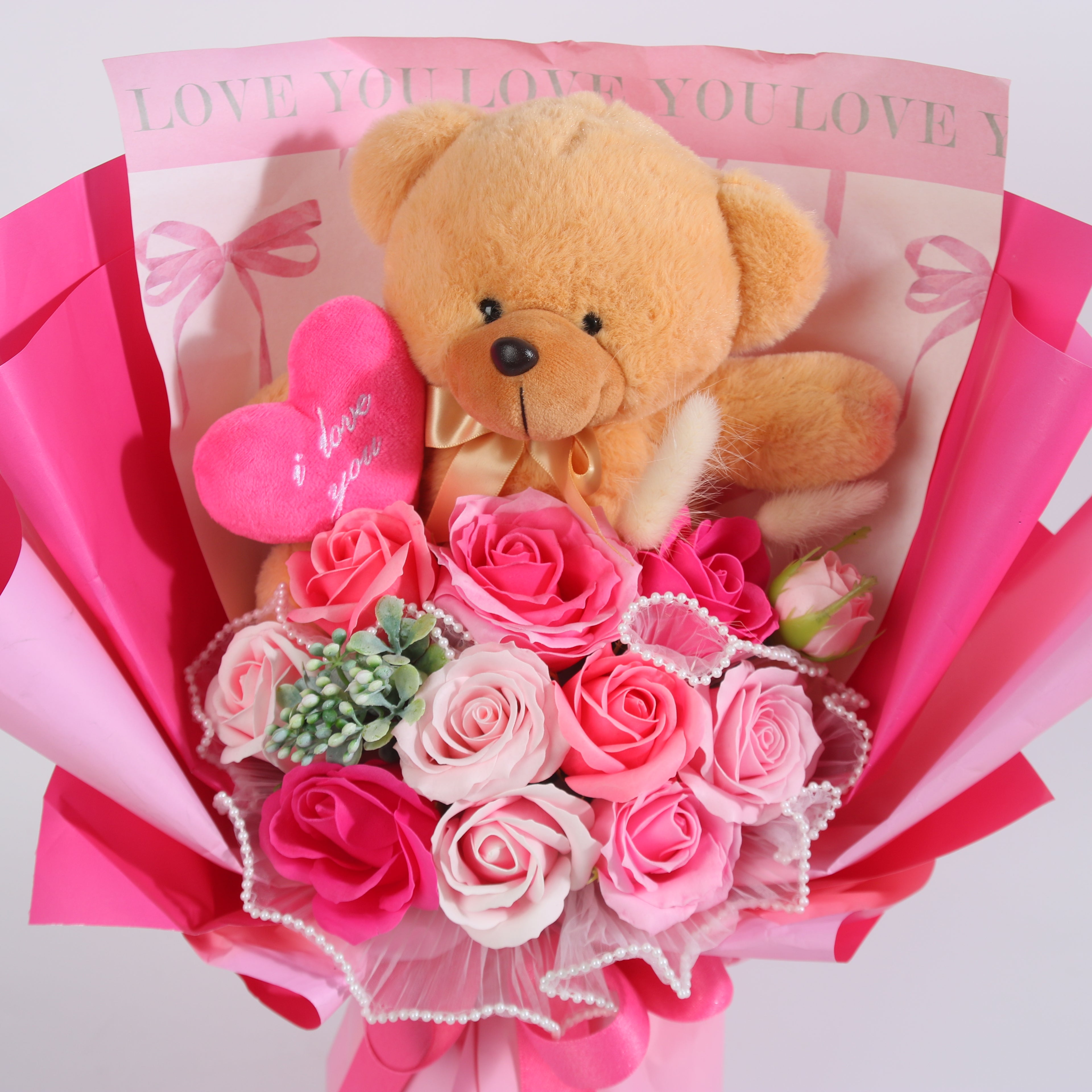 Blushing Bear Romance Bouquet