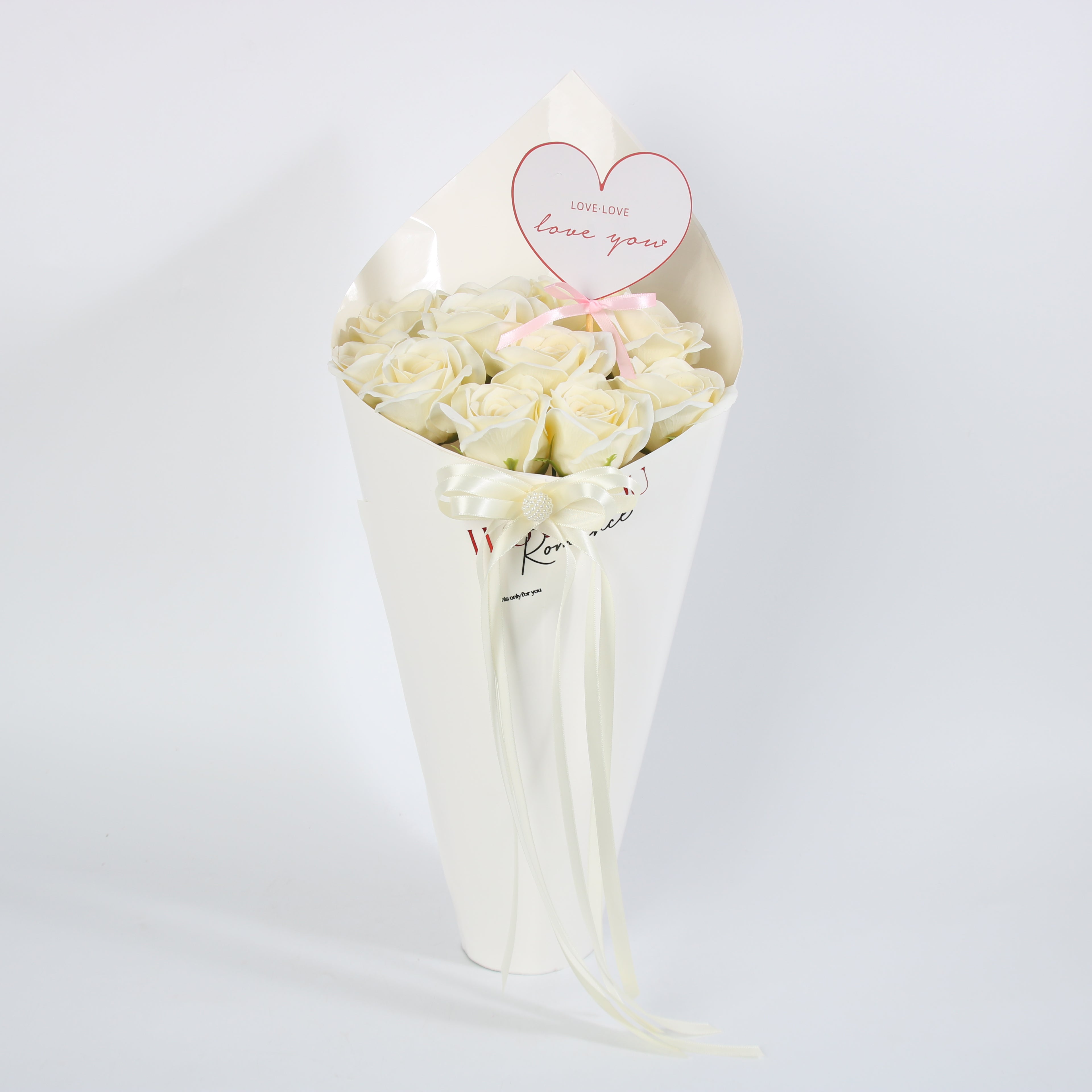 Ivory Love Rose Cone Bouquet