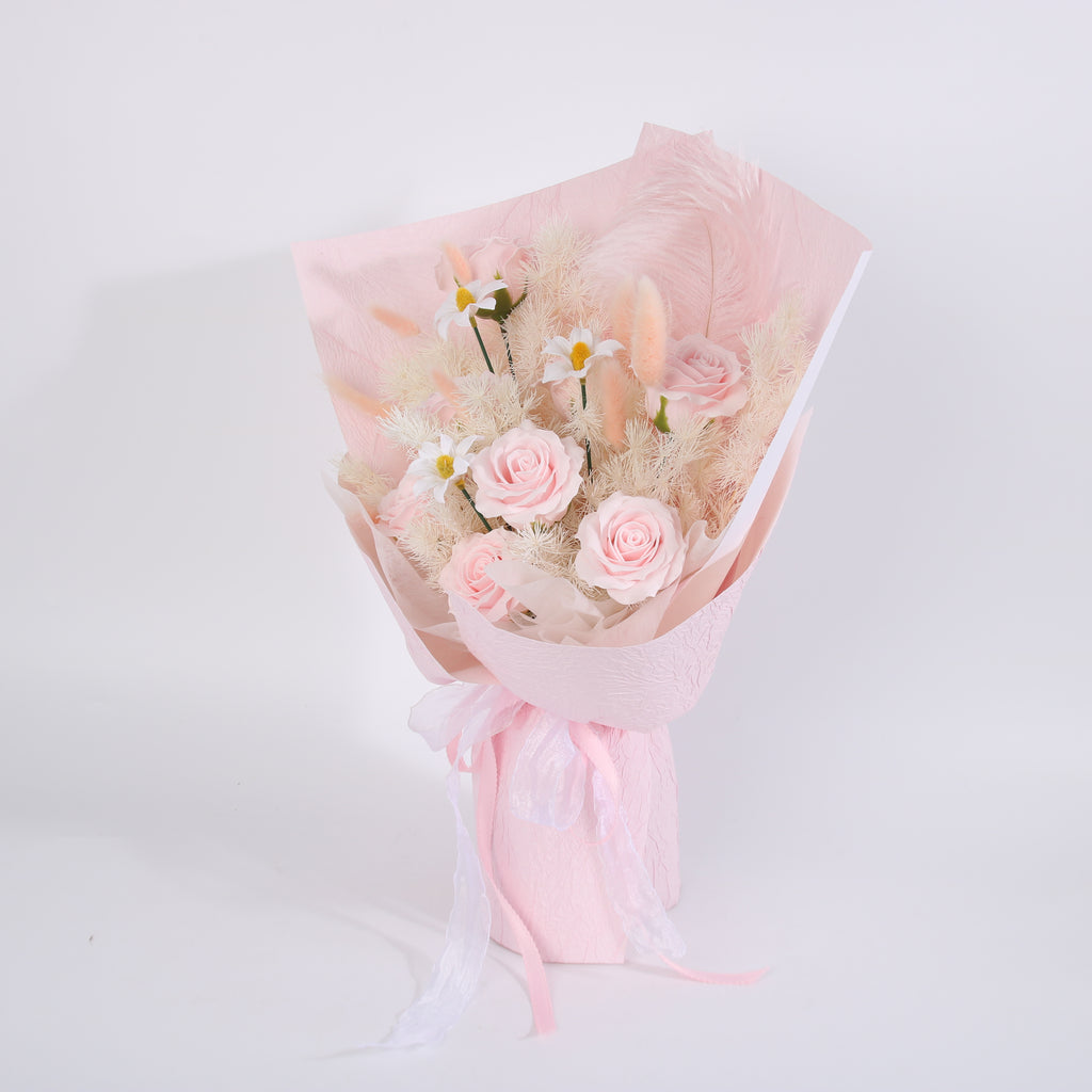 Blush Feather Preserved Rose Bouquet