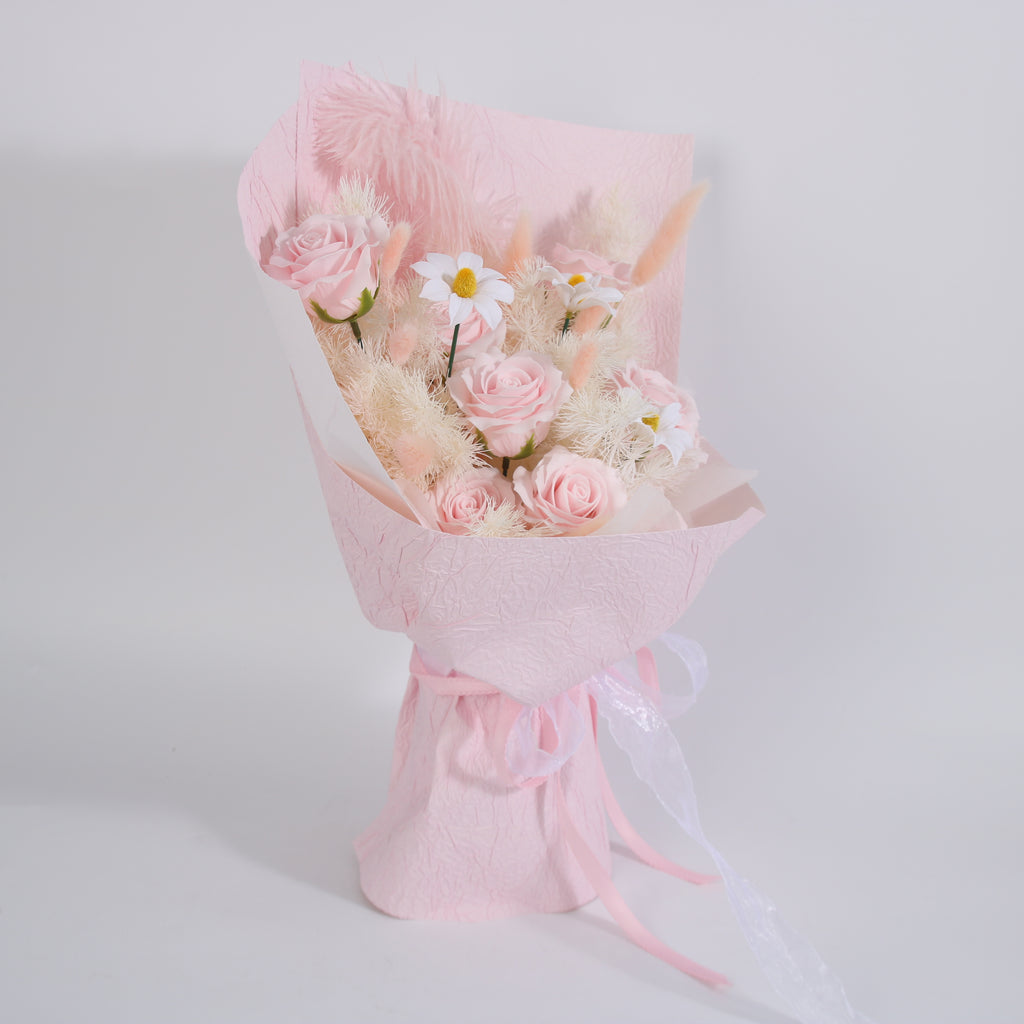 Blush Feather Preserved Rose Bouquet