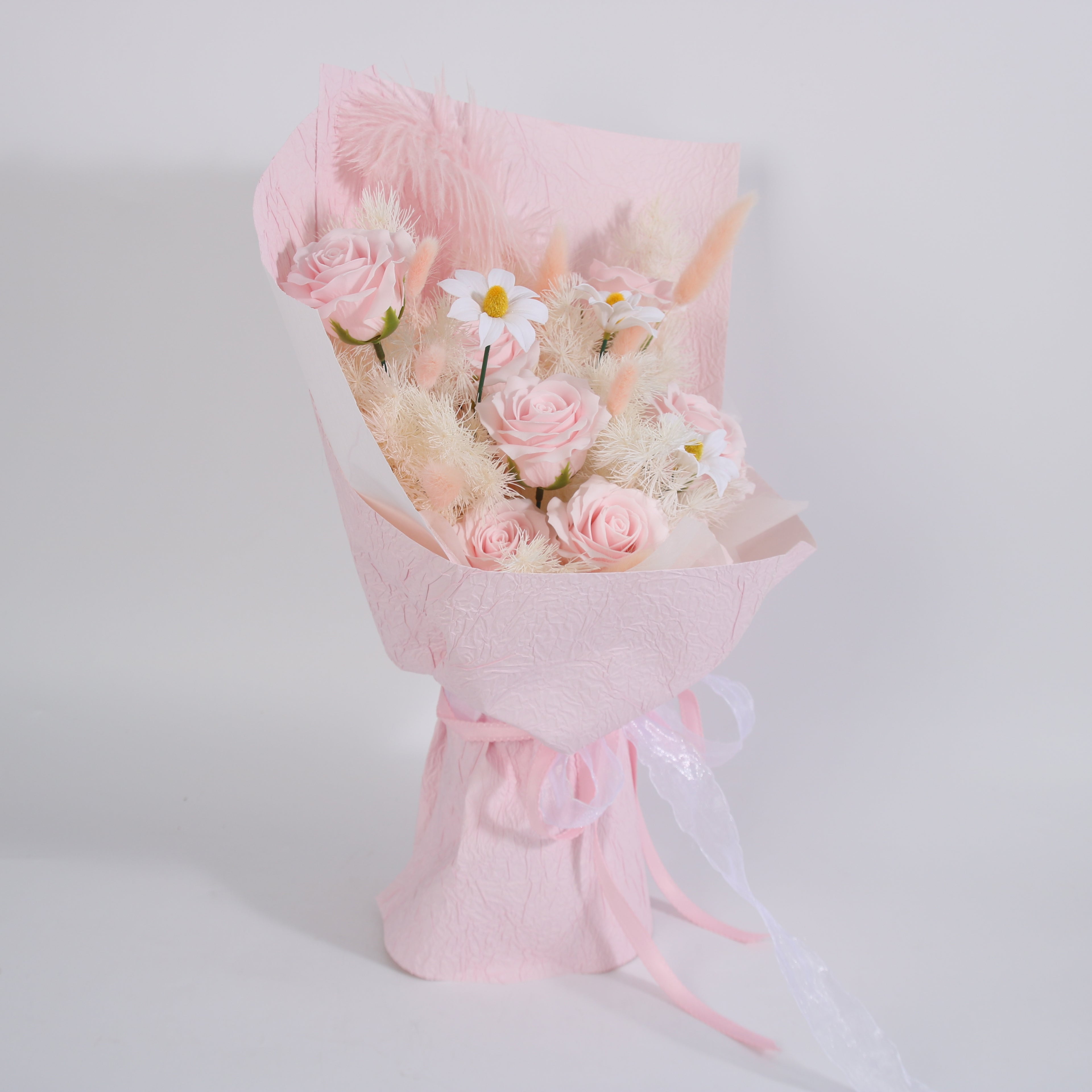 Blush Feather Preserved Rose Bouquet