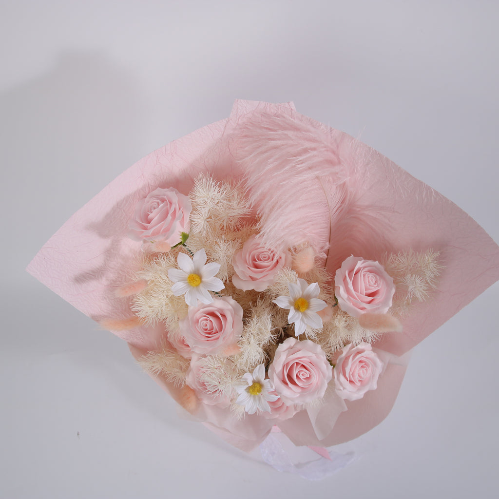 Blush Feather Preserved Rose Bouquet