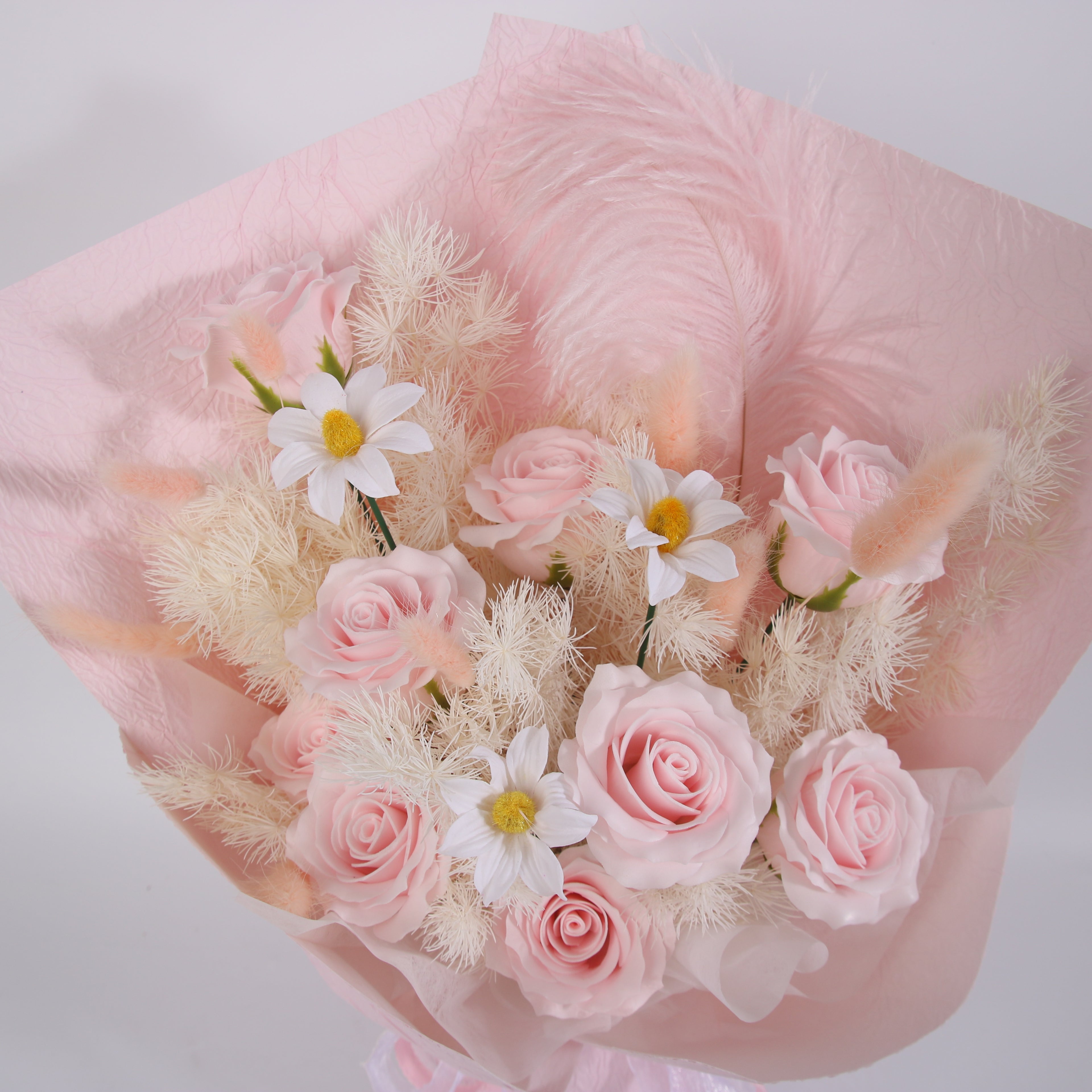 Blush Feather Preserved Rose Bouquet