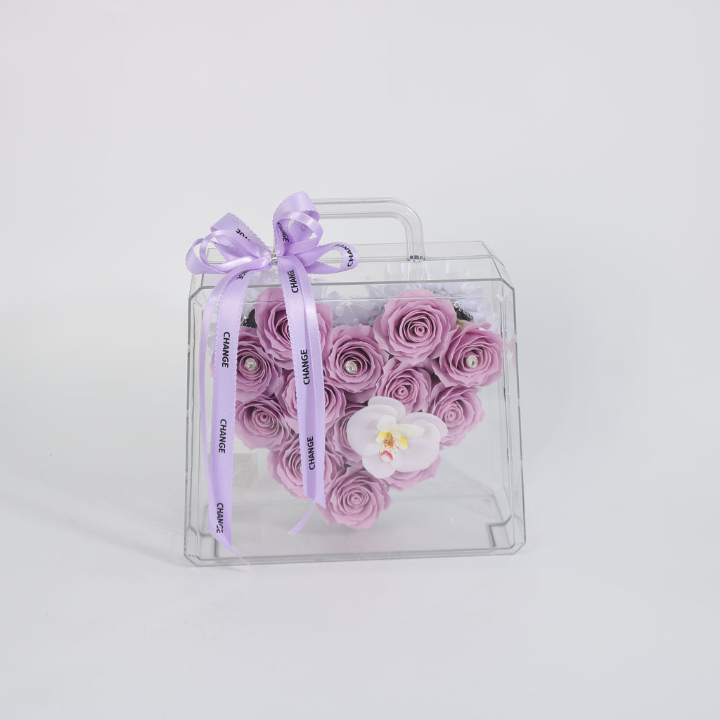 Handbag Lavender Heart Preserved Rose