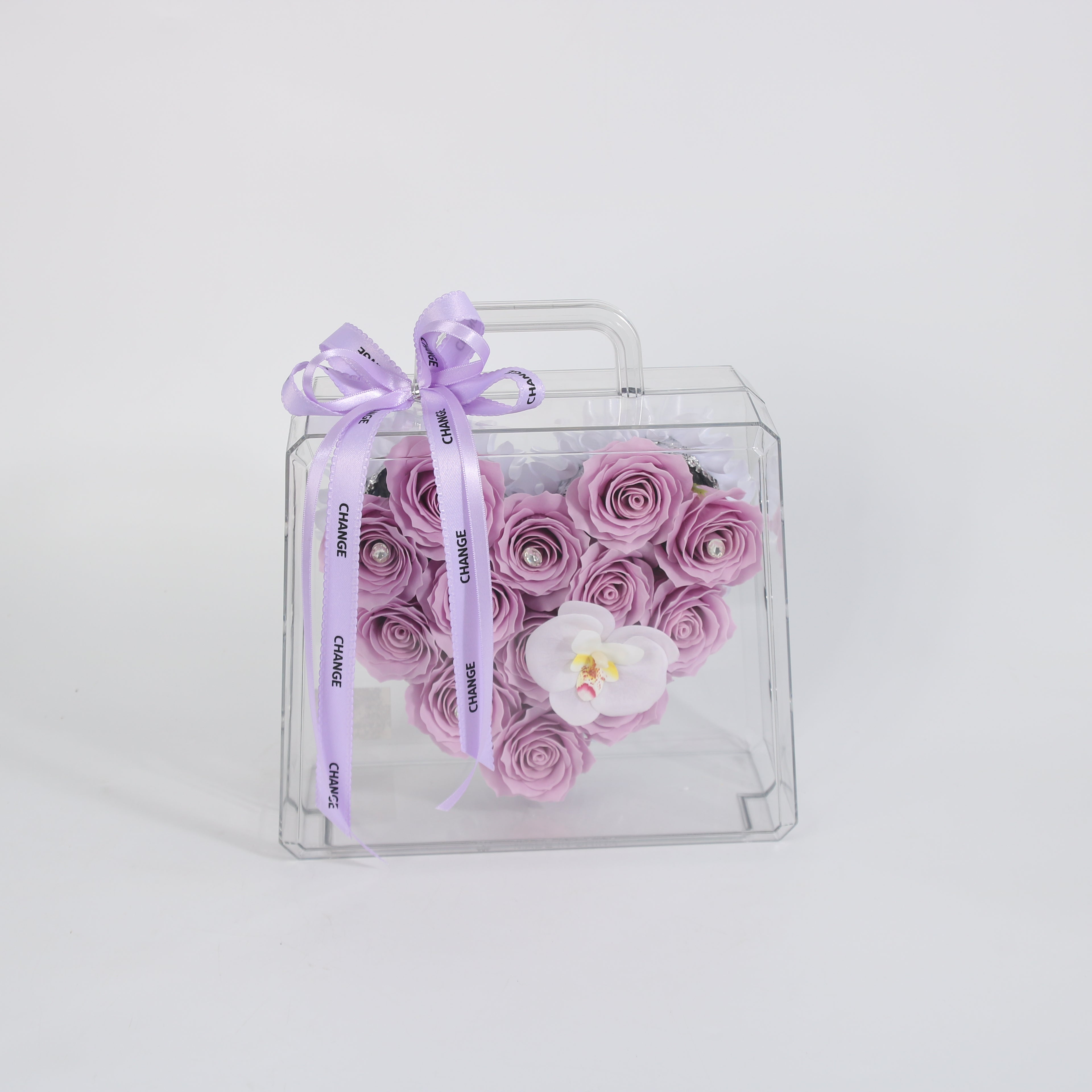 Handbag Lavender Heart Preserved Rose