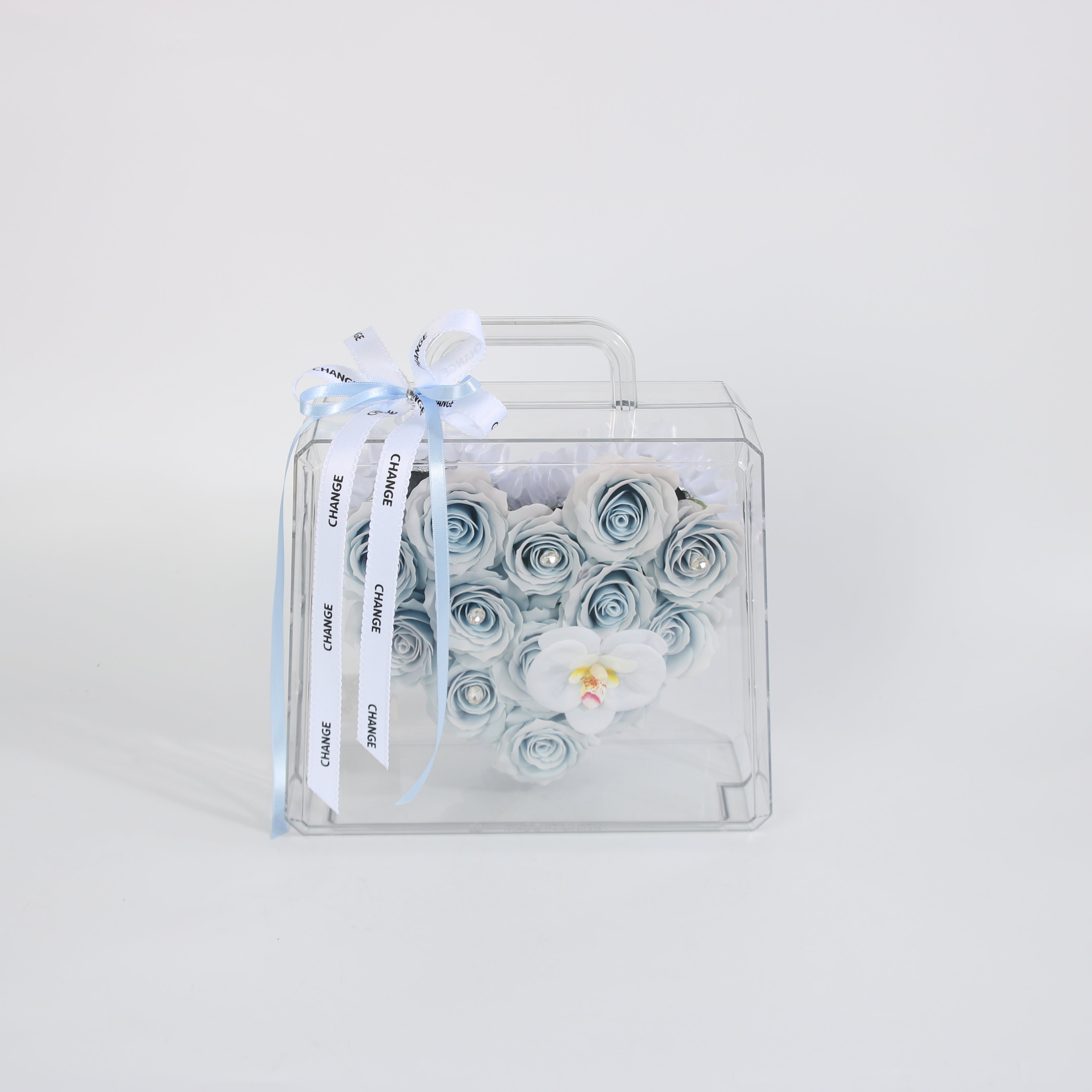 Blue Serenity Preserved Rose Handbag