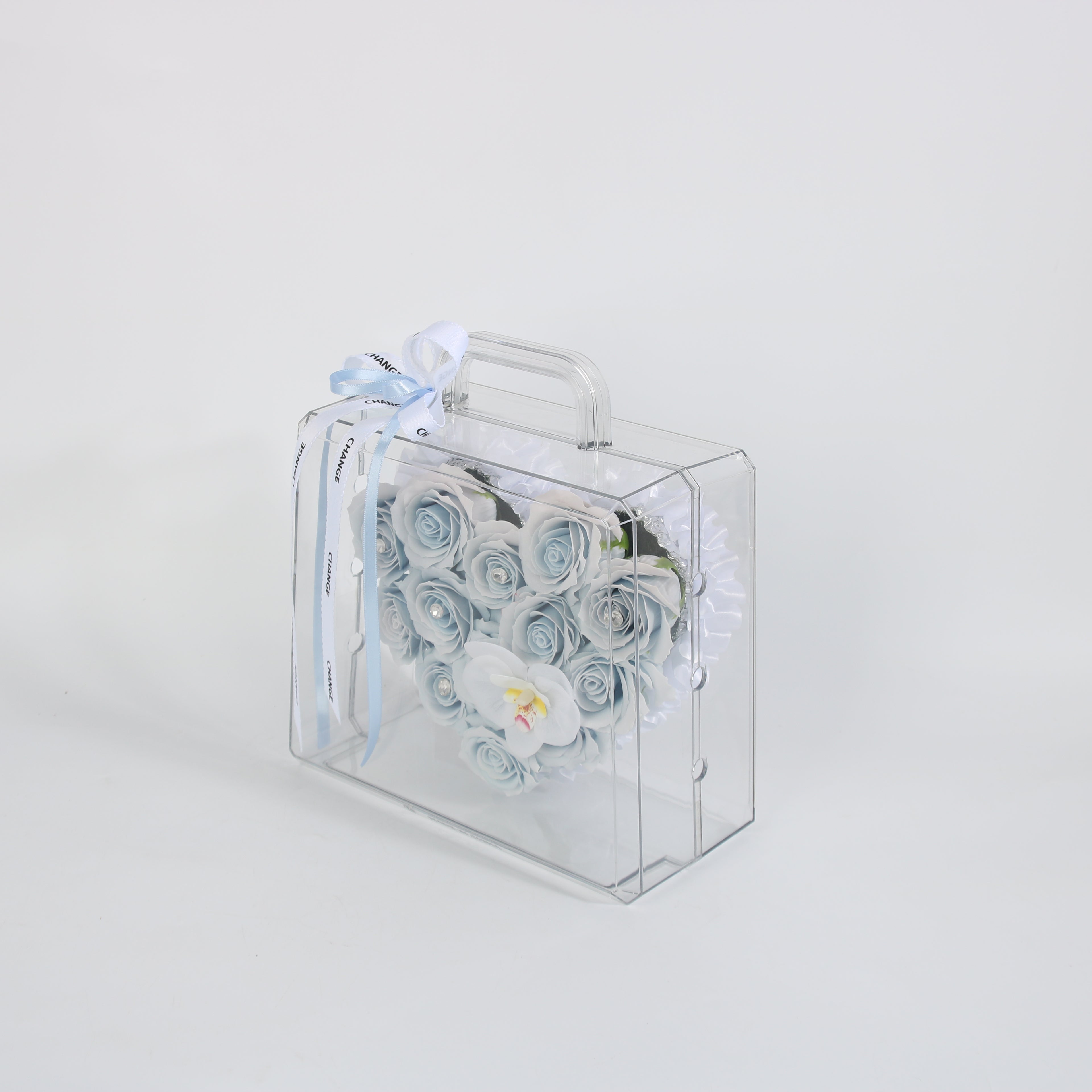 Blue Serenity Preserved Rose Handbag