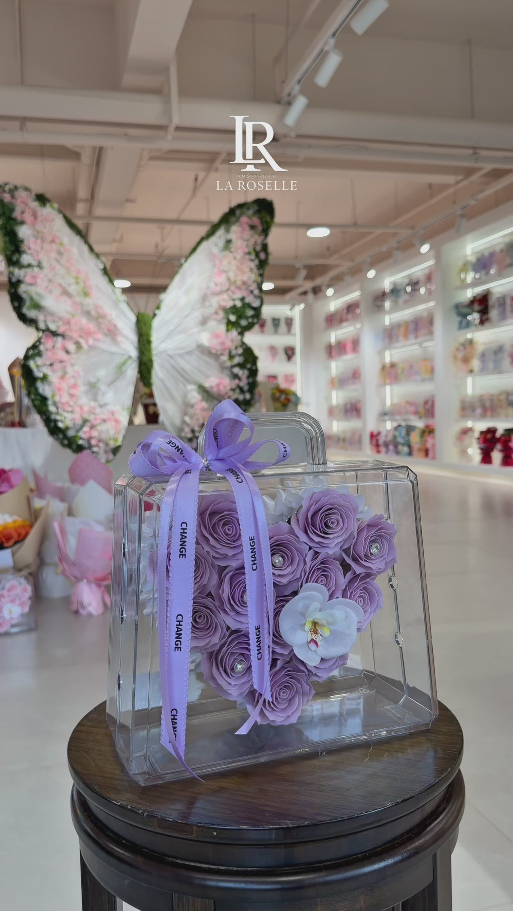 Handbag Lavender Heart Preserved Rose