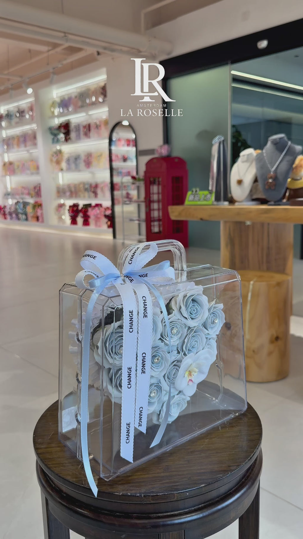 Blue Serenity Preserved Rose Handbag