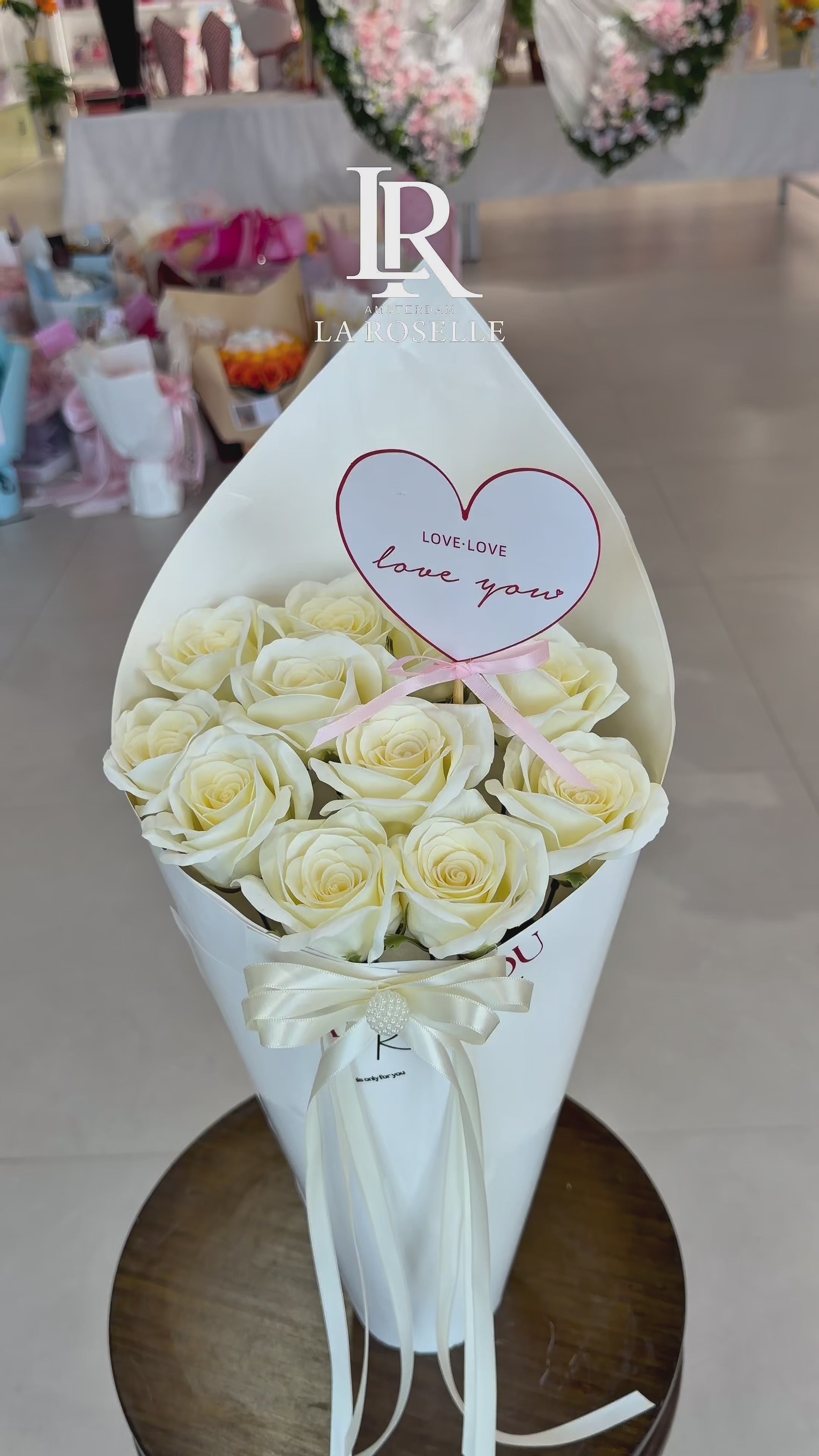 Ivory Love Rose Cone Bouquet